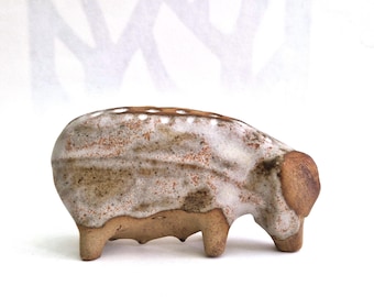 Tremar Studio Pottery Pig, Sow. Midcentury Stoneware Collectable, 1970s.  Made in Cornwall
