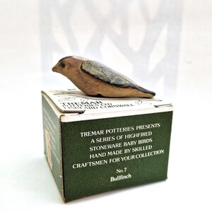 Tremar Bullfinch Baby Bird no.7, Original Box. Cornish Midcentury Stoneware Collectable, 1970s Studio Pottery.