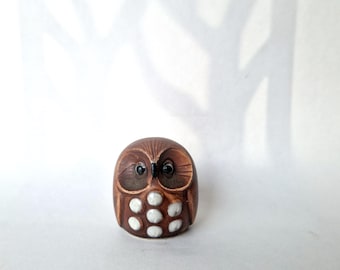 Bristolia Small Porcelain Owl: Vintage Midcentury Miniature, Studio Pottery. 1970s. Made in Japan