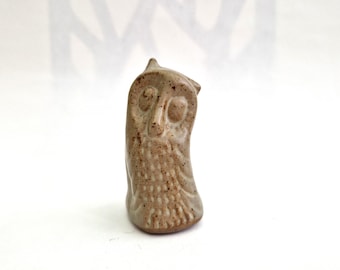 Studio Pottery Owl, Small Glazed Midcentury Collectable, 1970s Ceramic Oddity.