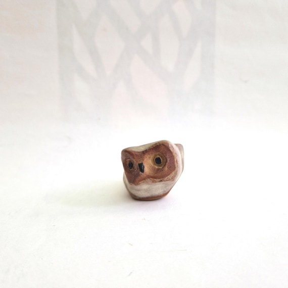 Tremar Owl Baby Bird no.6, Midcentury Stoneware Glazed Collectable, 1970s.  Made in Cornwall.