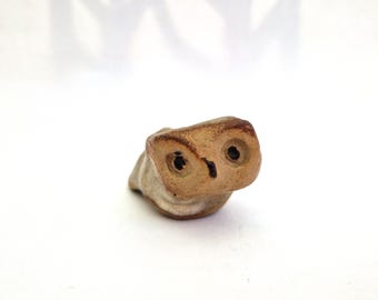Tremar Owl Baby Bird no.6, Midcentury Stoneware Glazed Collectable, 1970s.  Made in Cornwall.