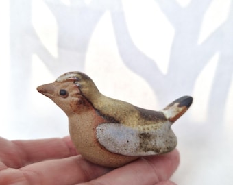 Tremar Jay: Vintage Midcentury Studio Pottery, Stoneware Collectable Bird, 1970s.  Made in Cornwall