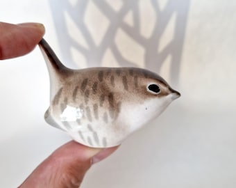 Lomonosov Little Wren: Vintage Fine Porcelain Ceramic Bird Ornament. Made in USSR