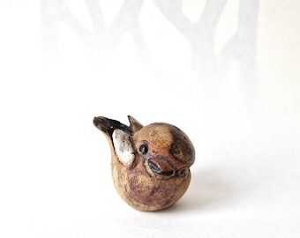 Tremar Fledgling Baby Bird no.1, Midcentury Stoneware Collectable, 1970s.  Made in Cornwall