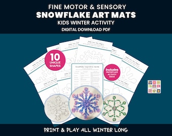 Snowflake Outline Art & Crafts Mats Printable for Kids Fine Motor Skills, Sensory Winter Activity | PDF Instant Download