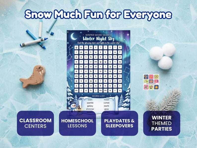Winter Night Sky Word Search Printable for Kids | Homeschool ...