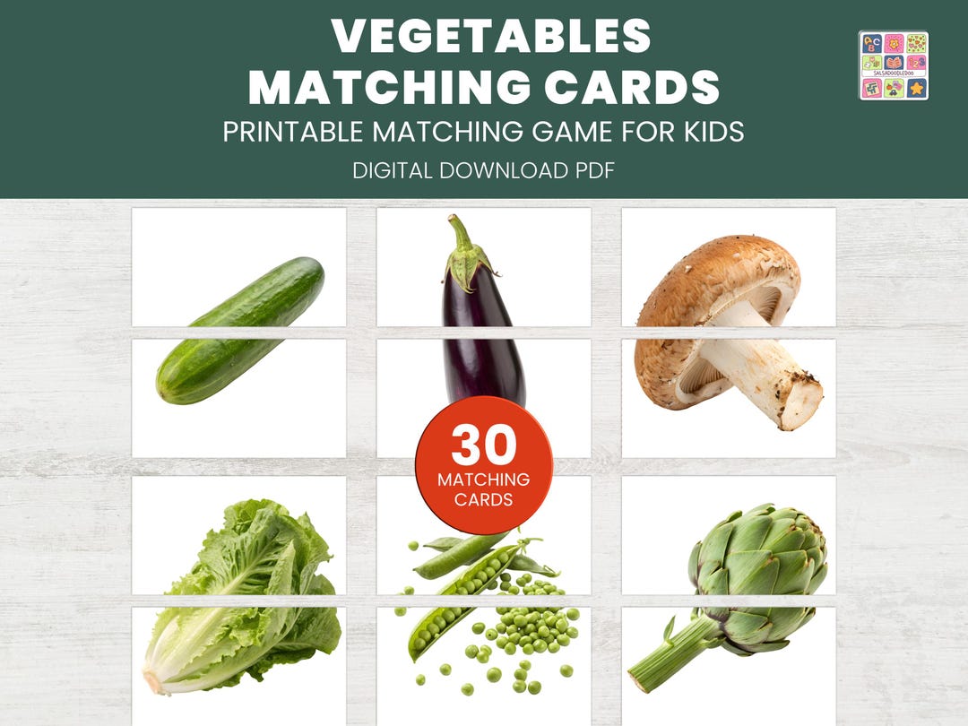 30 Vegetable Matching Game for Kids | Printable Toddler Healthy Food ...