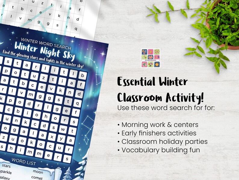 Winter Night Sky Word Search Printable for Kids | Homeschool ...