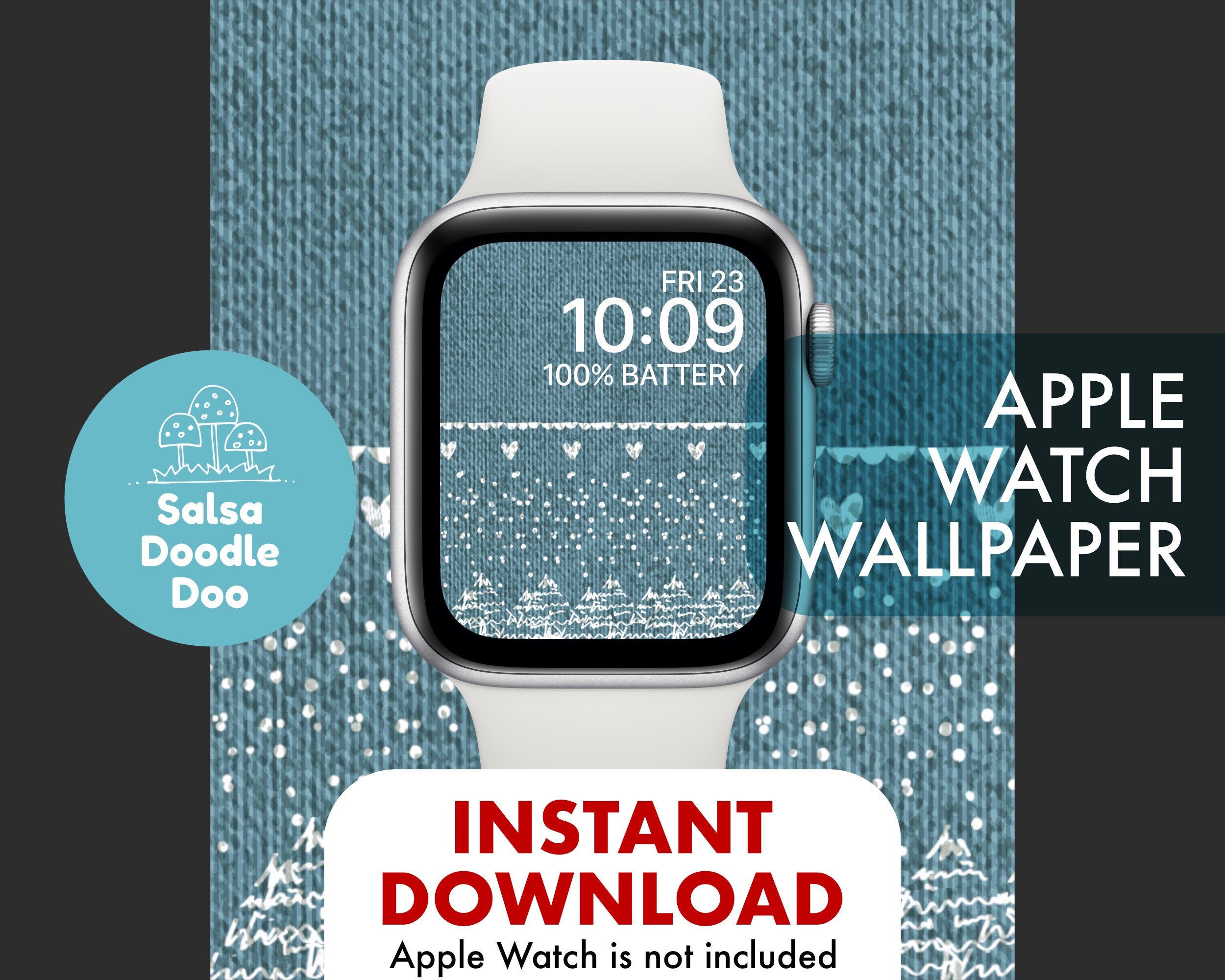 Cute Apple Watch Wallpaper With Snow Frozen Baby Blue Green Etsy
