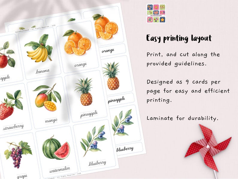 Fruits Nomenclature Flashcards Set | Montessori Botanical Watercolor ...