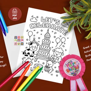 Cartão de aniversário divertido para imprimir e colorir | Saudação dobrável com tema de fazenda para crianças – PDF/JPG com ilustração de fazenda (2 tamanhos)