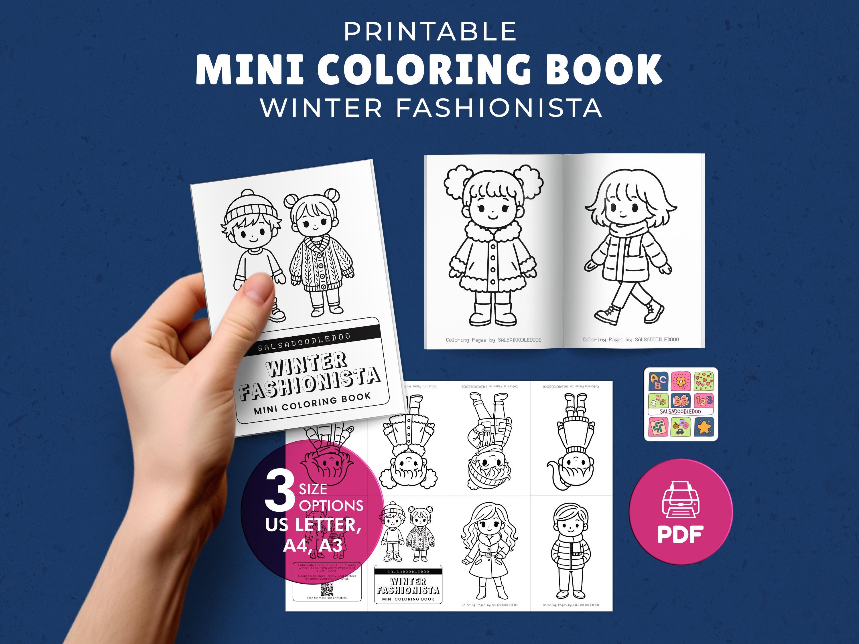 Winter Mini Coloring Book Printable | Kids Winter Fashion Coloring ...