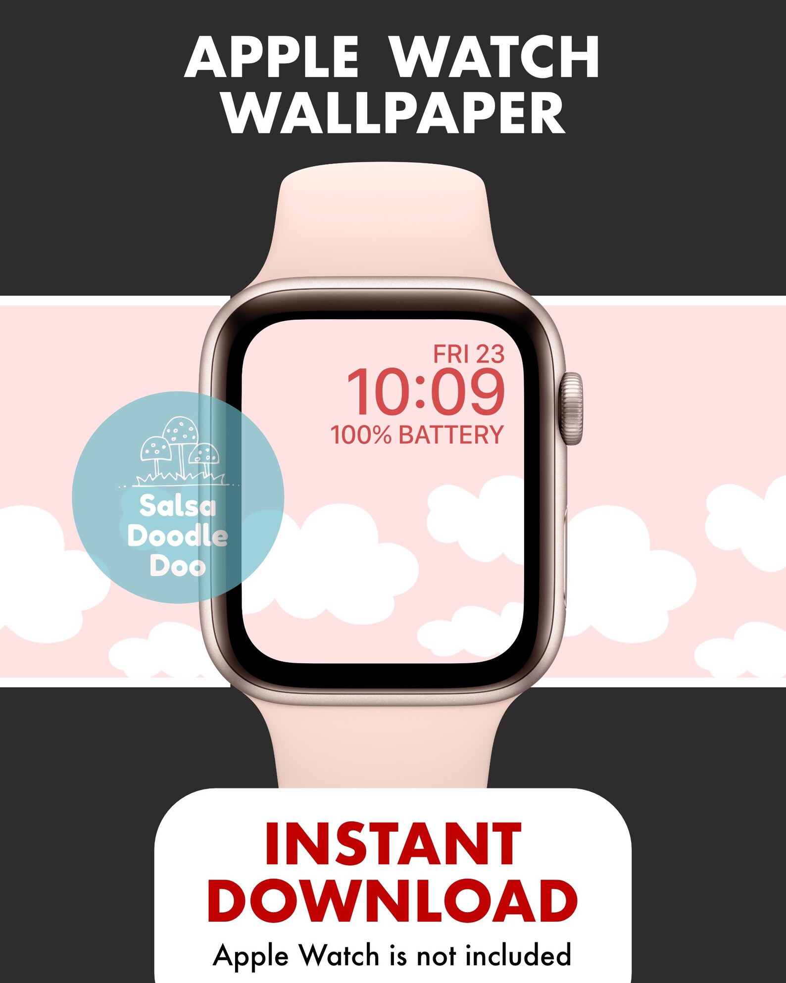 Pink Cloud iWatch Wallpaper Pastel Pink Apple Watch Etsy