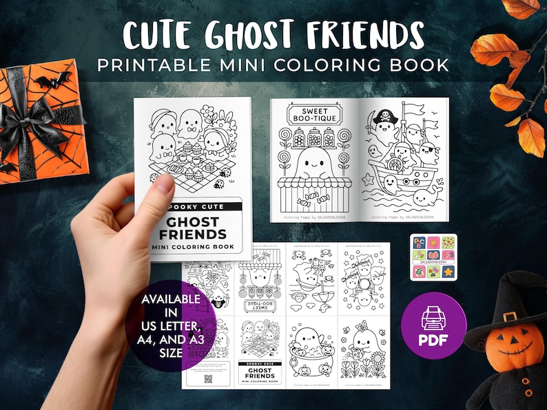 Cute Ghost Mini Coloring Book for Halloween Goodie Bags and Party ...