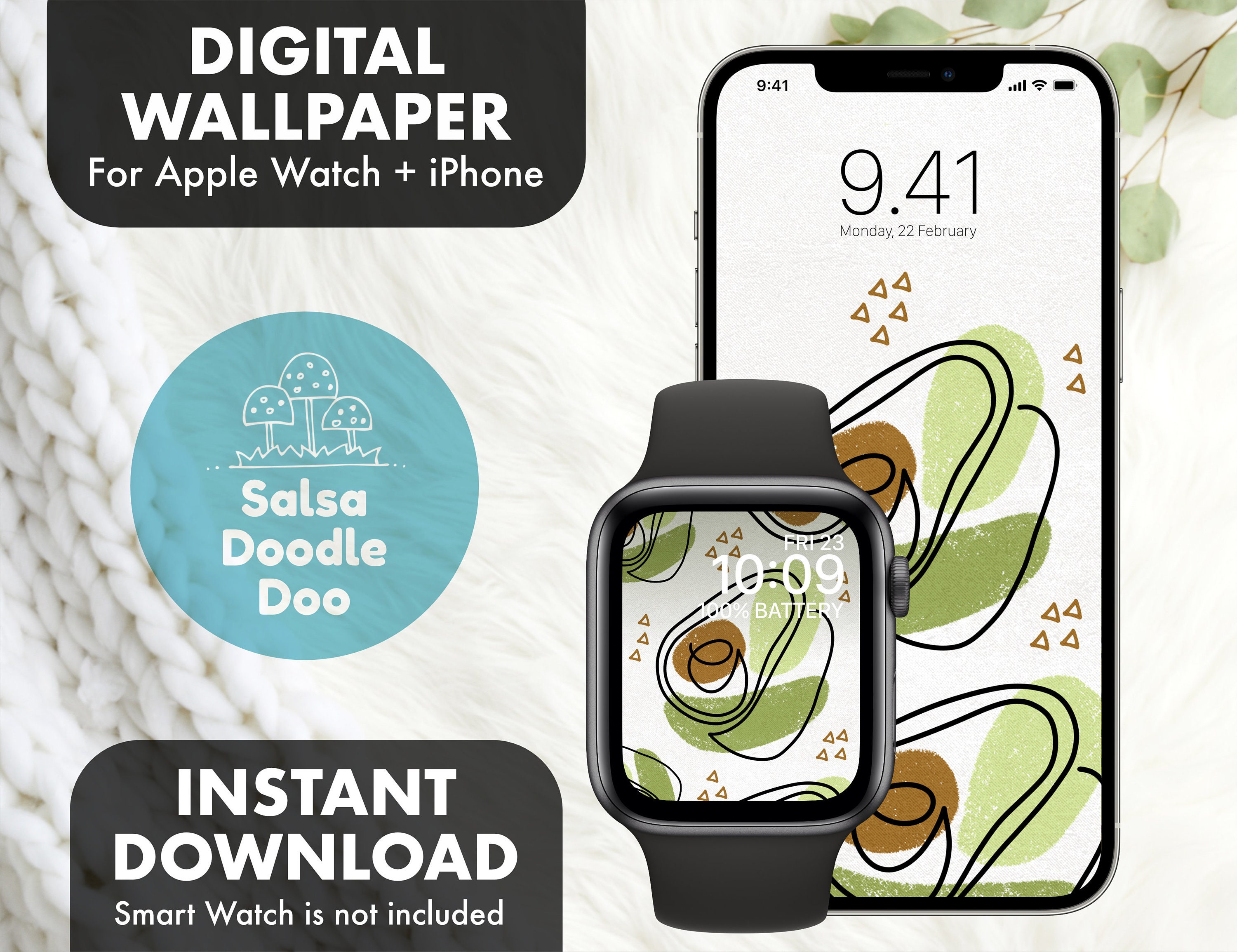 Tropical Avocado Apple Watch And Iphone Wallpaper Set Fresh Etsy Finland