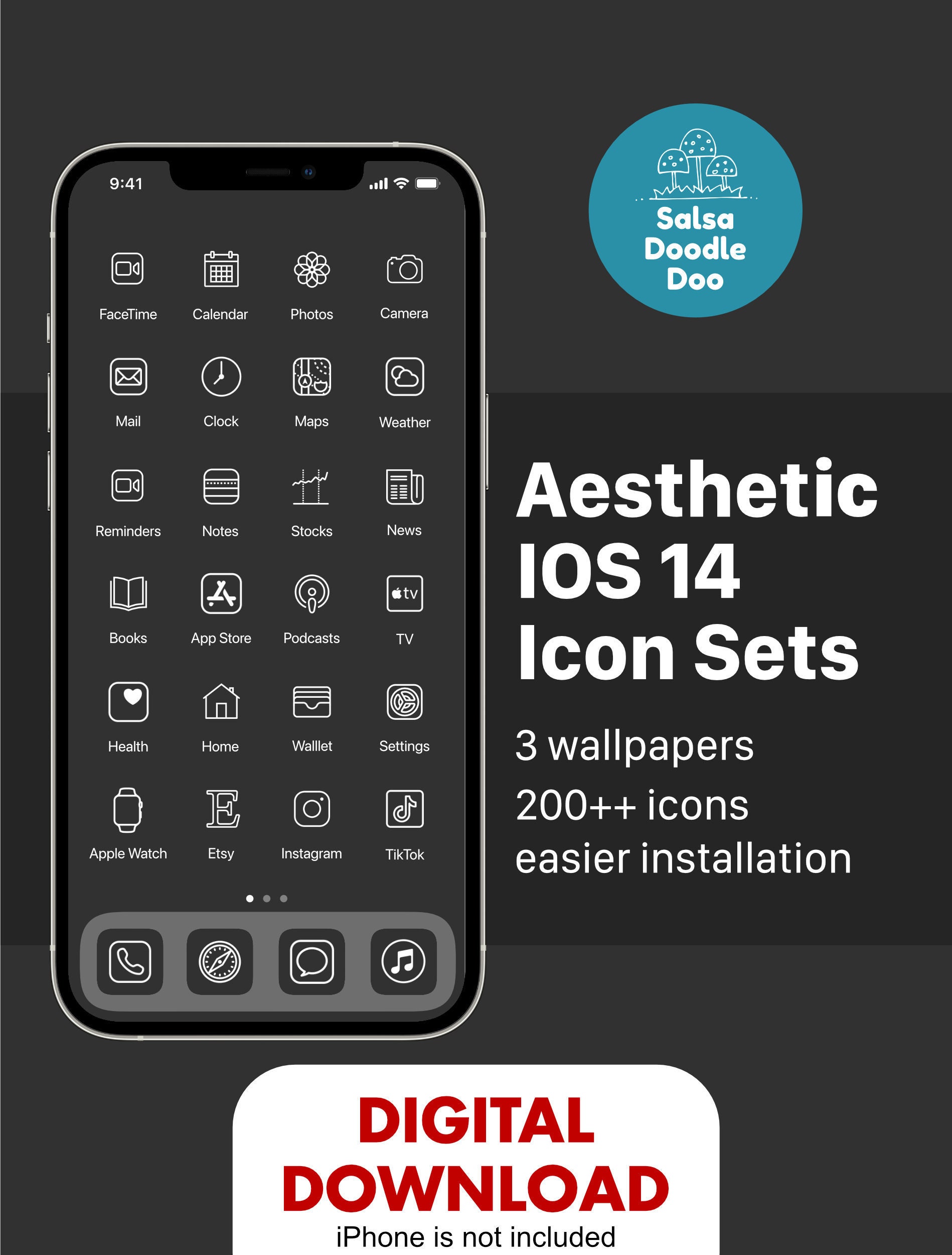 Grey Black Ios 14 Minimalist Aesthetic App Icon And Wallpaper Etsy Australia