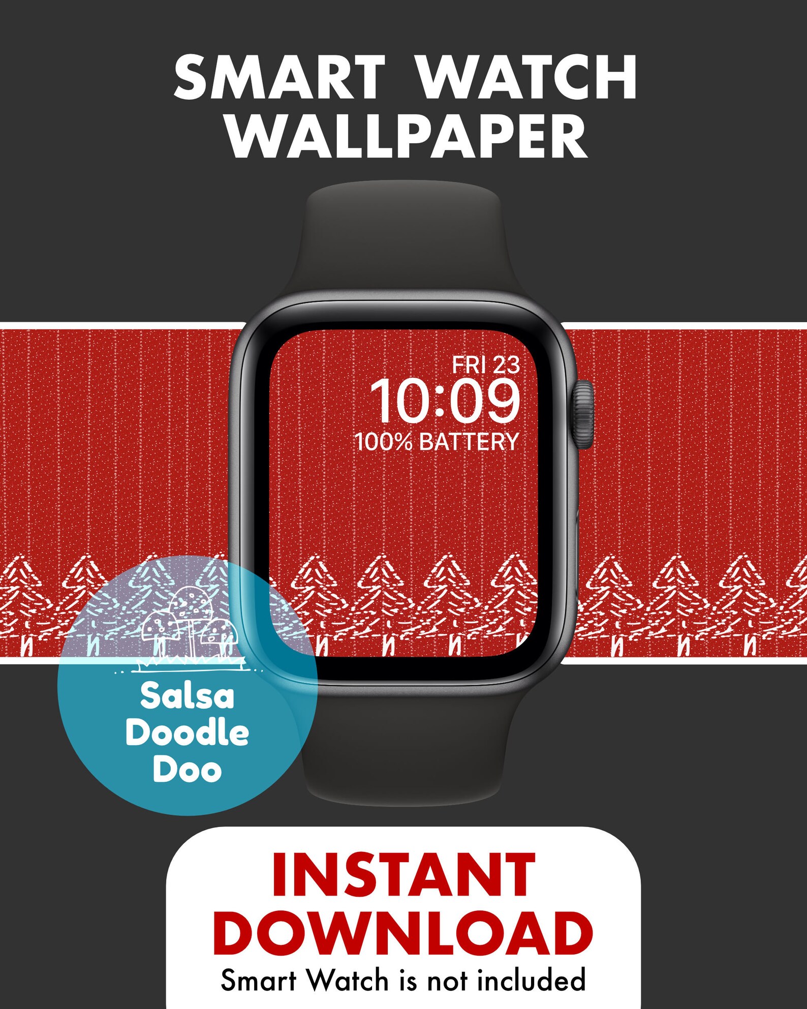Holiday Theme Apple Watch Wallpaper with Tree Pattern iWatch Etsy