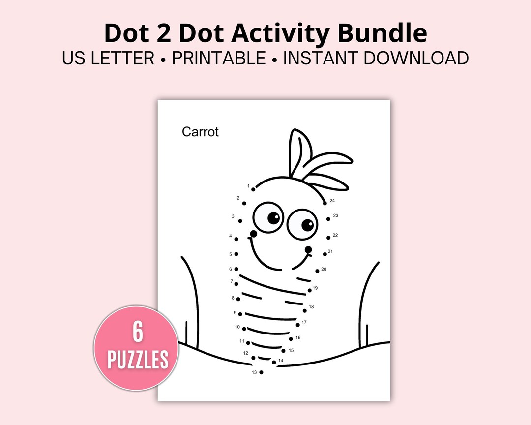 Kids Dot 2 Dot Activity Pages, Ages 3-8, Instant Download of Six Dot-to ...