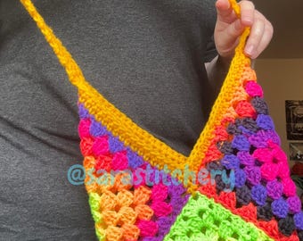 Granny Square Shoulder Bag - Neon Wonder
