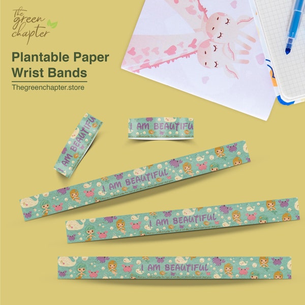 Single Sided Seed Paper Wrist Bands Slim Printed Eco Friendly Wristbands Botanical Wristbands Customisation Seed Bands Personalised Gifts