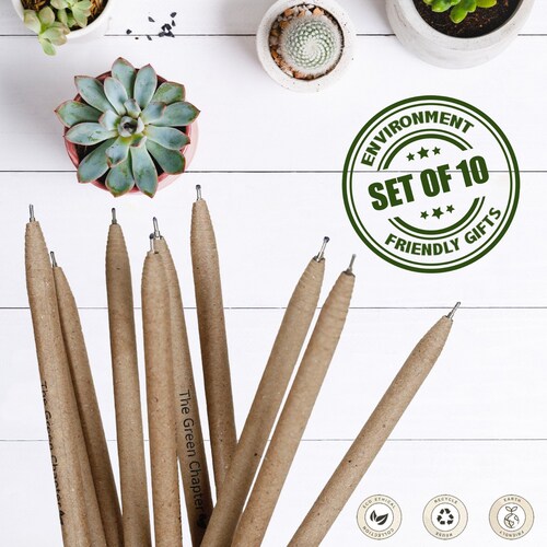 Lot de 10 stylos en papier pour graines à planter, stylos personnalisés, stylo à bille bleu, papeterie de bureau, cadeaux, idées cadeaux durables, cadeaux