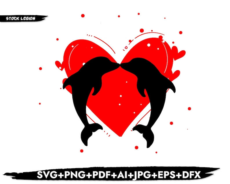 DOLPHIN HEART SVG / Cricut Svg / Png / Pdf / Jpg / Dxf / Eps / - Etsy