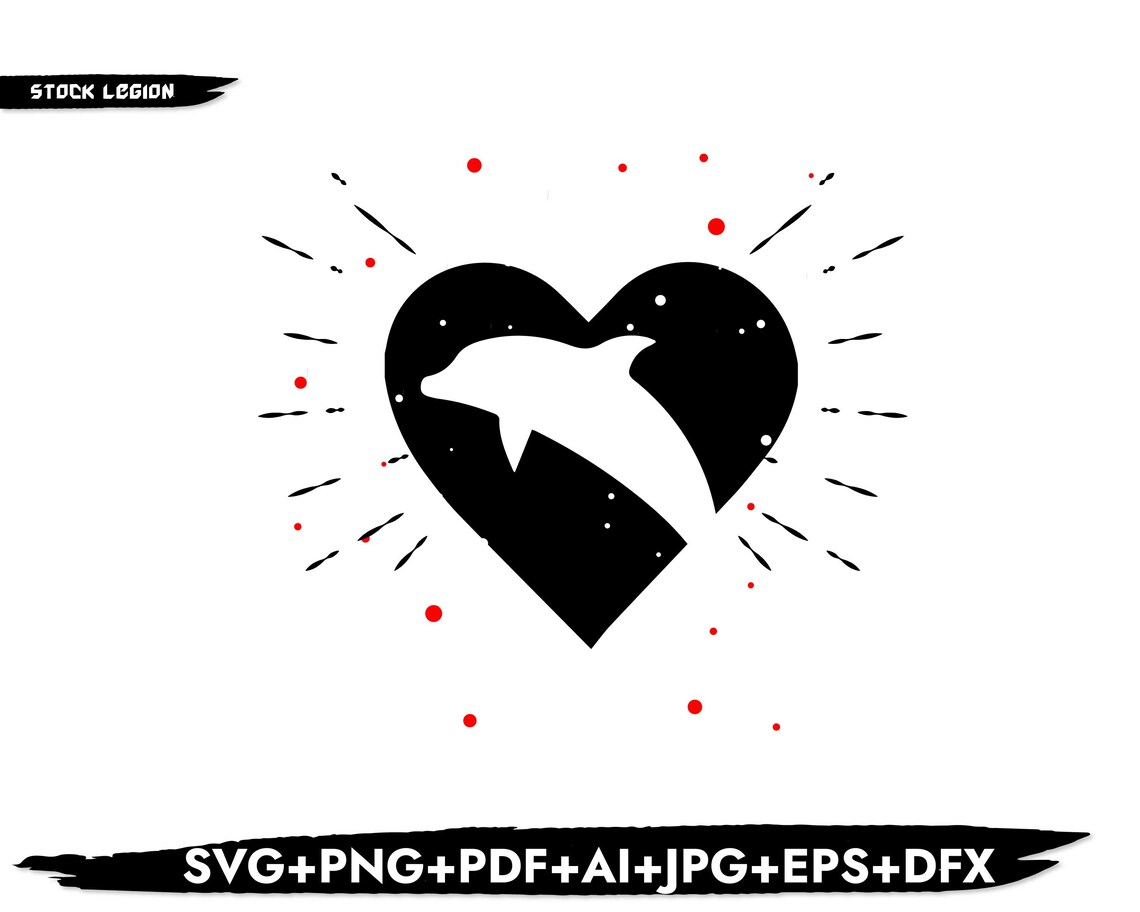 DOLPHIN HEART SVG / Cricut Svg / Png / Pdf / Jpg / Dxf / Eps / - Etsy