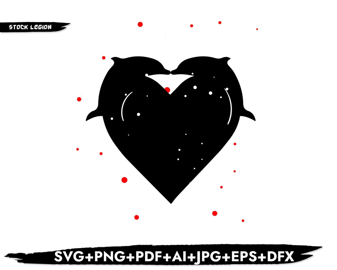 DOLPHIN HEART SVG / Cricut svg / Png / Pdf / Jpg / Dxf / Eps / | Etsy