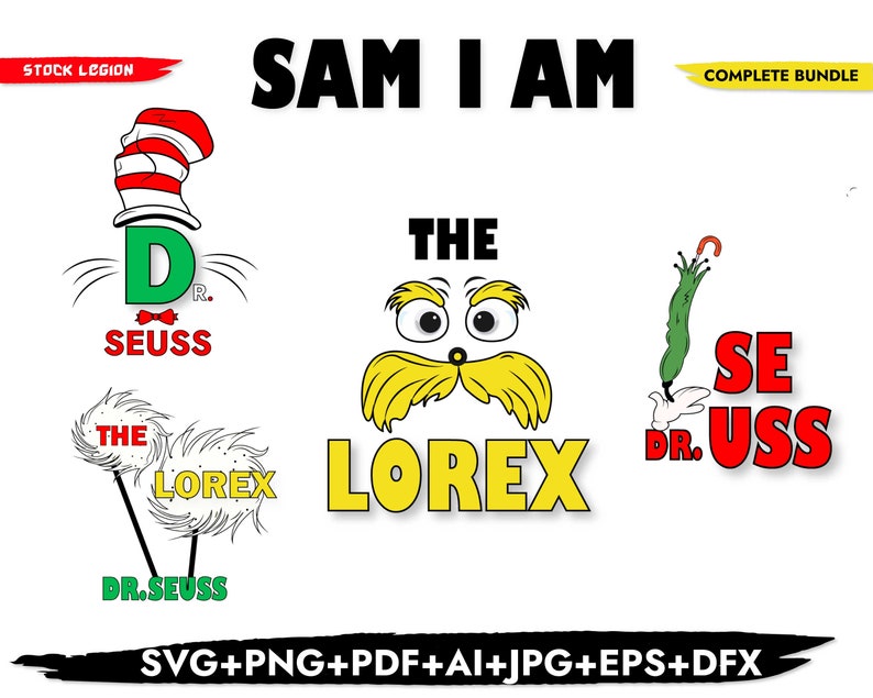10 SAM I AM / Svg bundle / Dr seuss svg files / Teacher svg / | Etsy