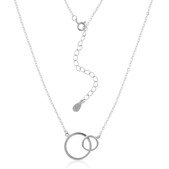 Double Karma Ring Circle Necklace Silver Bohemian Interlocking Rings Pendant