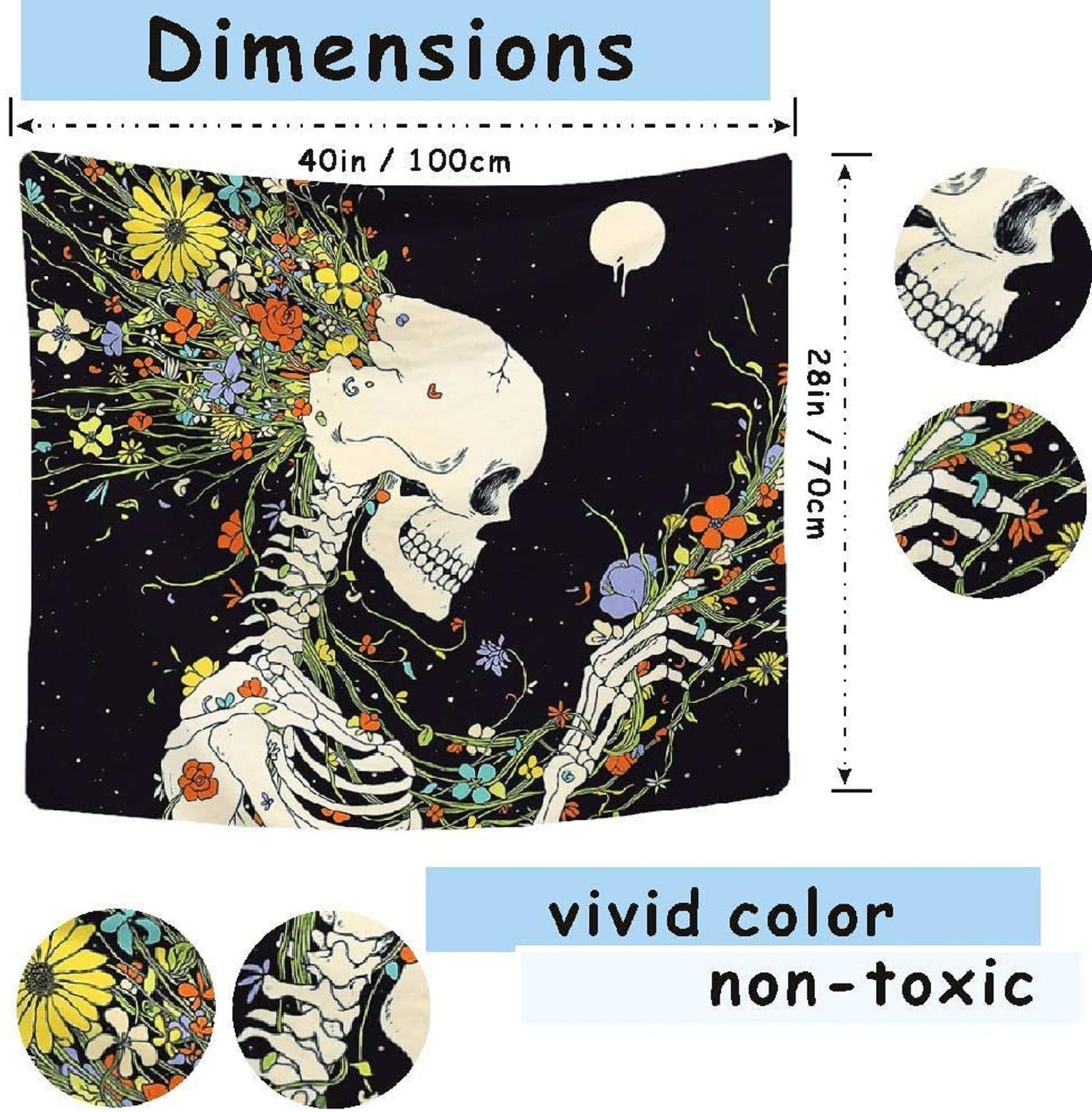 Marudhara Skull Tapestry Skeleton Tapestries Room Decor Hippie Etsy