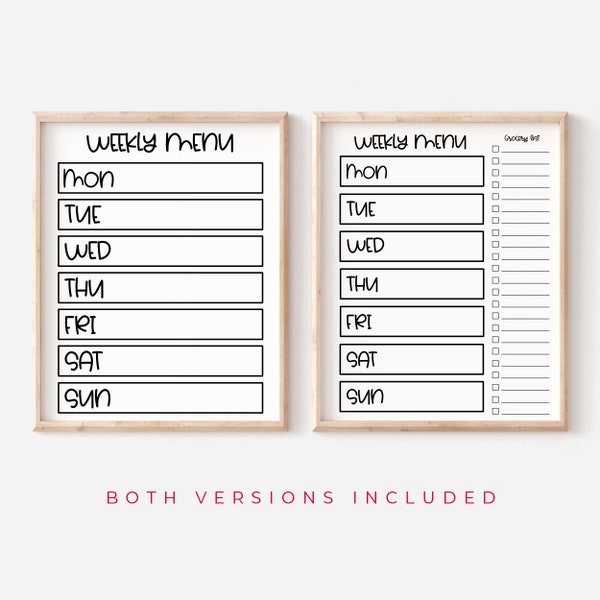 Meal planner SVG, Weekly menu PDF, Weekly meal planner svg files for Cricut, Printable menu blank template