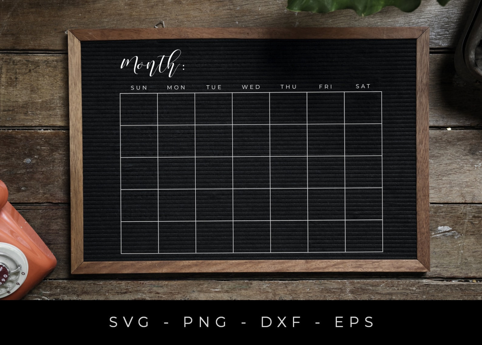 Blank Calendar SVG Monthly Calendar Cut File Printable - Etsy
