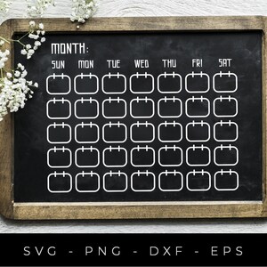 Blank Monthly Calendar SVG, Calendar Template Svg Files, Monthly ...