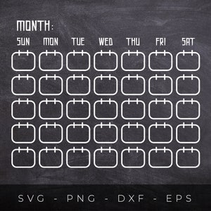 Blank Monthly Calendar SVG, Calendar Template Svg Files, Monthly ...