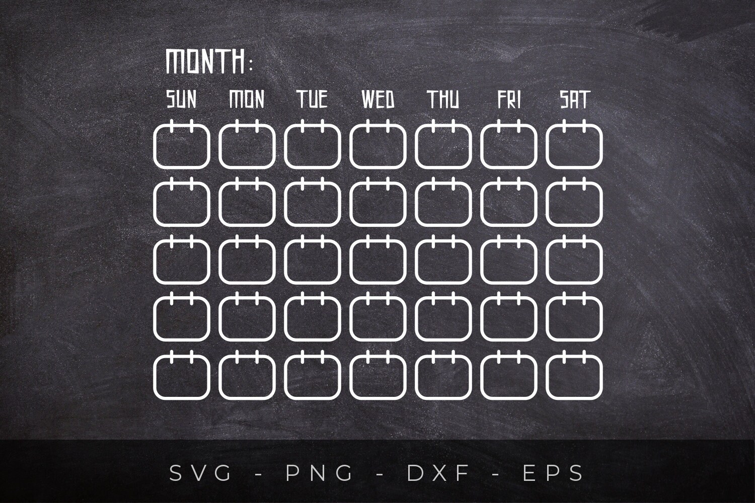 Blank Monthly Calendar SVG, Calendar Template Svg Files, Monthly ...