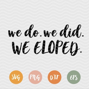 We Do We Did We Eloped Svg, Wedding Sign Svg Files For Cricut