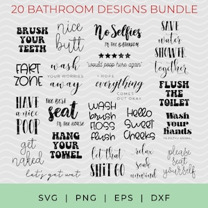 Bathroom SVG Bundle, Restroom & Washroom Cut Files, Funny Bathroom Signs SVG