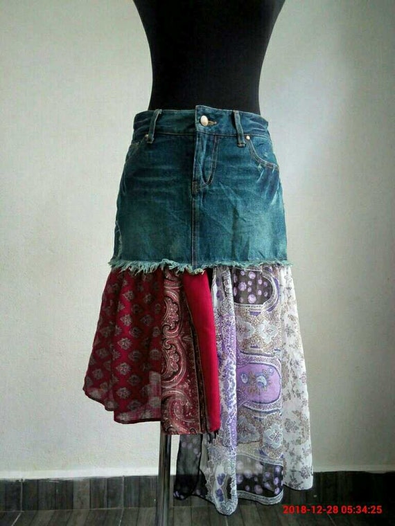 boho denim skirt