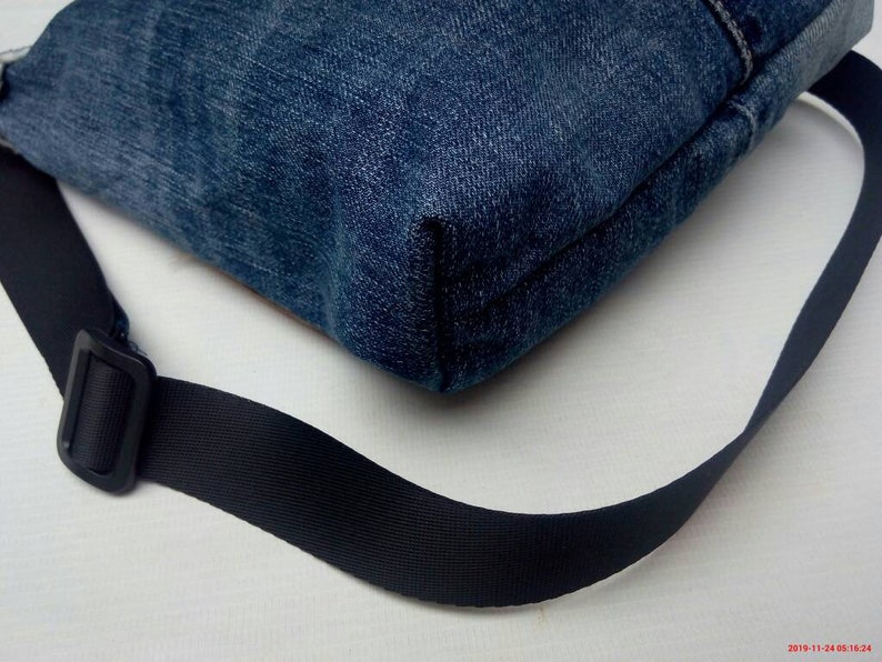 Handmade bag remake from old jeans selvedgeupcycled denim bag