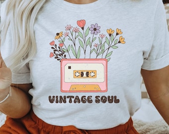Retro Png, Flower Png, Floral Retro Sublimation, Distressed Png, Boho png, Trendy Png, Spring Shirt Png Files, Cassette Tape Png