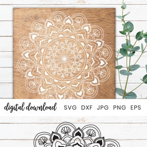 Mandala Flower Svg Files for Cricut, Mandala Outline Decal Cut File, Mandala Silhouette Vector, Zentangle Floral Clipart, Paper Cut Template