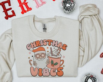 Weihnachten Vibes Png, Weihnachtsmann PNG, Santa Sweatshirt, Weihnachtsgeschenk, Weihnachten Shirt Design, digitaler Download, heißer Kakao Png, rosa Weihnachten