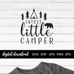 O pequeno campista mais fofo Svg, clipart de acampamento, ursinho Svg, acampamento Svg, barraca de árvores Svg, roupa de acampamento para bebê, camisa de acampamento para bebê, camisa para recém-nascidos