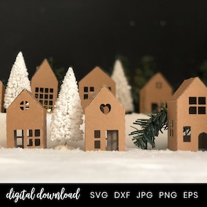 6 Weihnachtshäuser, Weihnachten Winterdorf, Weihnachten SVG Bundle, 3D Weihnachtshäuser, Weihnachten DIY Haus für Cricut und Silhouette