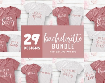 Bachelorette Party Svg Bundle, Bridal Shower Shirt Bundle, Bridesmaid, Maid of Honor & Bride Bundles, Hen Party T-Shirt SVG Cut File Bundle