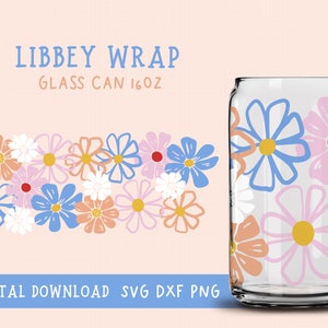 Floral Full Wrap, Libbey Beer Can Wrap SVG, Libbey Glass Wrap, Flower Full Wrap, Tropical Summer Wrap, Beer Can glass wrap, Floral Glass Can