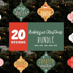 Christmas Arabesque Ornament Bundle, Christmas Arabesque Tile Svg, Christmas Ornament SVG Bundle, Christmas Home Decoration Bundle