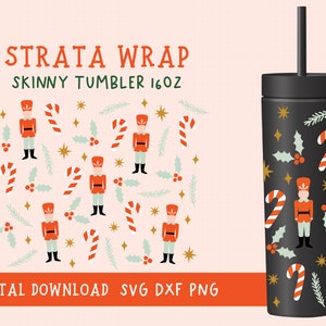 Strata Skinny Tumbler Svg, Tumbler Full Wrap, Strata Svg for Skinny Tumblers 16 oz ,Seamless Full Wrap, Christmas Nutcracker Tumbler Svg